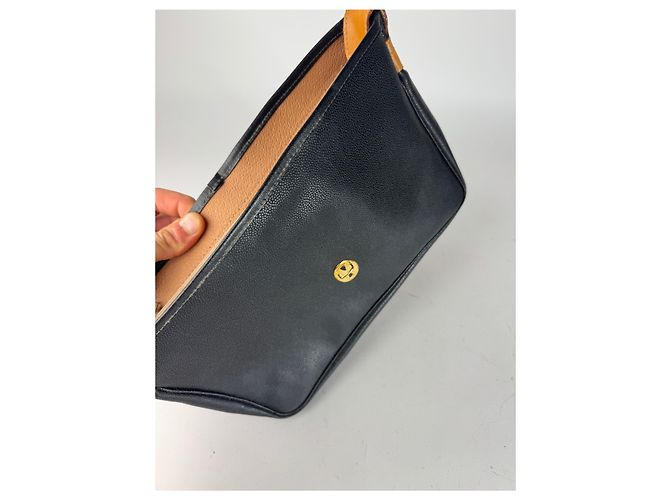 Sac à main en cuir vintage Courreges 2Way noir marron - vue 5