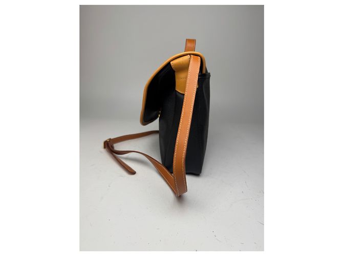 Sac à main en cuir vintage Courreges 2Way noir marron - vue 8