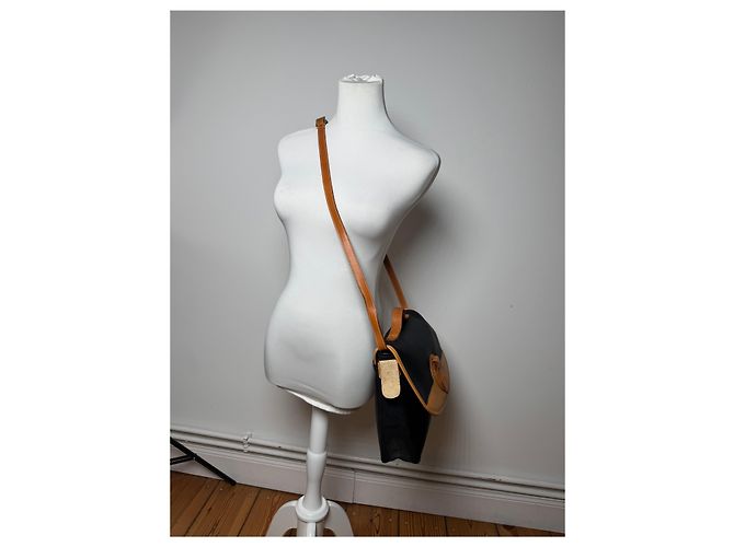 Sac à main en cuir vintage Courreges 2Way noir marron - vue 9