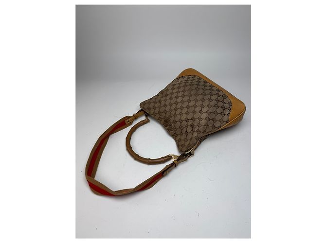 Bamboo Vintage Gucci Monogramm 2Way Bambus-Handtasche Beige - Ansicht 10