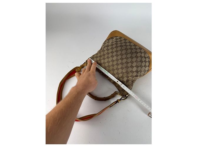 Bamboo Vintage Gucci Monogramm 2Way Bambus-Handtasche Beige - Ansicht 11
