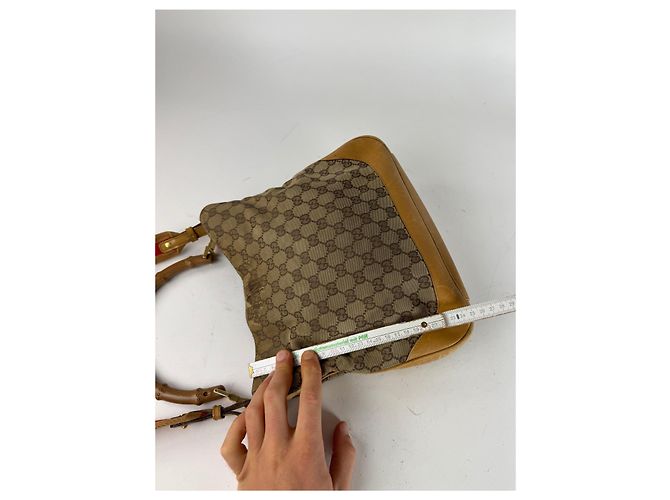 Bamboo Vintage Gucci Monogramm 2Way Bambus-Handtasche Beige - Ansicht 12