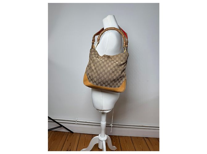 Bamboo Vintage Gucci Monogramm 2Way Bambus-Handtasche Beige - Ansicht 14