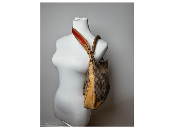 Bamboo Vintage Gucci Monogramm 2Way Bambus-Handtasche Beige - Ansicht 15
