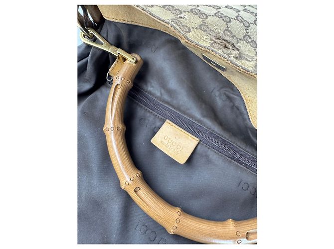 Bamboo Vintage Gucci Monogramm 2Way Bambus-Handtasche Beige - Ansicht 4