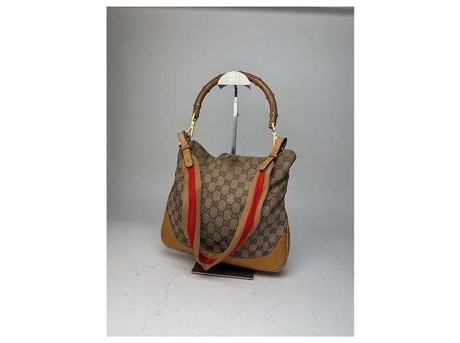 Bamboo Vintage Gucci Monogramm 2Way Bambus-Handtasche Beige - Ansicht 7