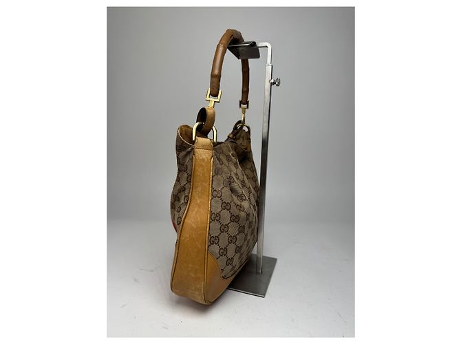 Bamboo Vintage Gucci Monogramm 2Way Bambus-Handtasche Beige - Ansicht 8