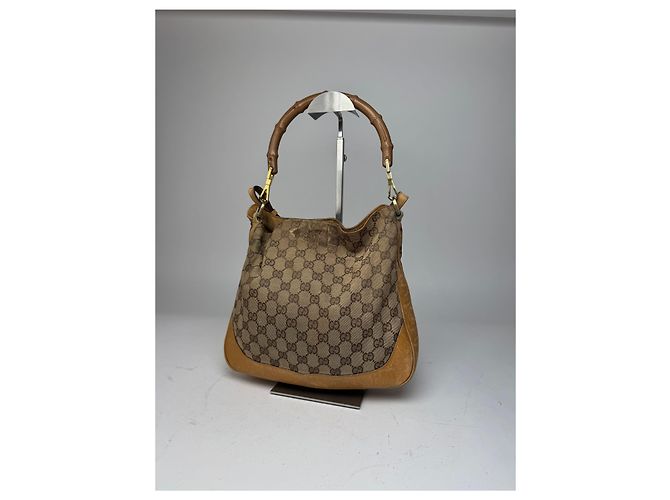 Bamboo Vintage Gucci Monogramm 2Way Bambus-Handtasche Beige - Ansicht 9