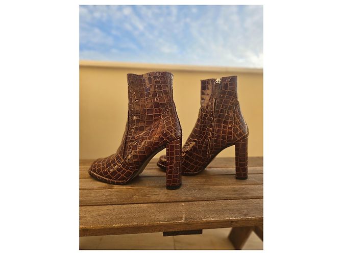 Botines Topshop de piel marrón Castaño - vista 10