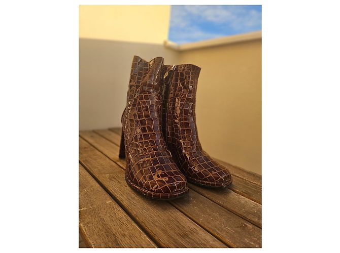 Botines Topshop de piel marrón Castaño - vista 12