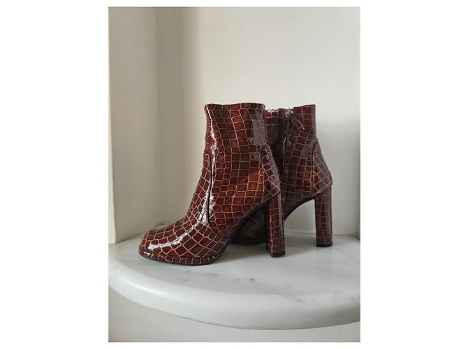 Botines Topshop de piel marrón Castaño - vista 4