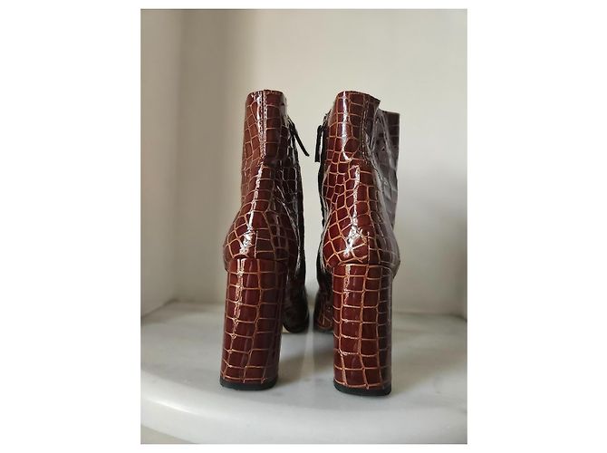 Botines Topshop de piel marrón Castaño - vista 7