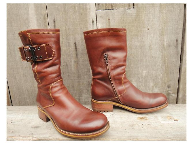 Botines Biker 4Stitcminirang Free Lance de cuero marrón claro - vista 2