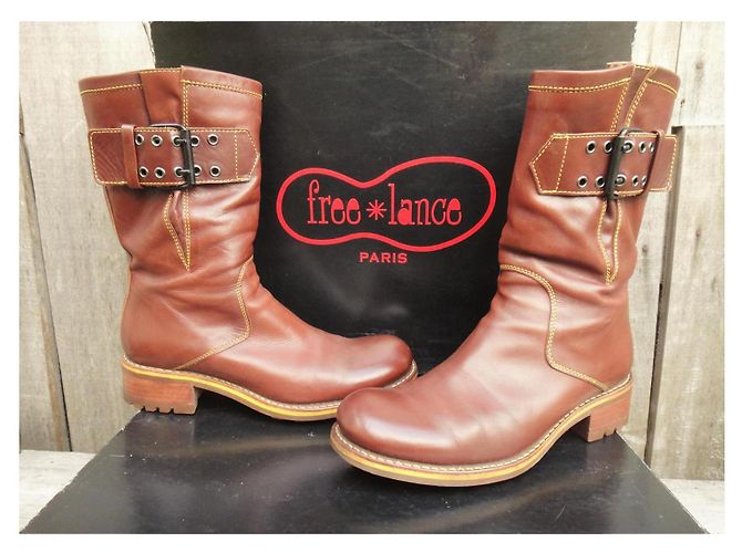 Botines Biker 4Stitcminirang Free Lance de cuero marrón claro - vista 3