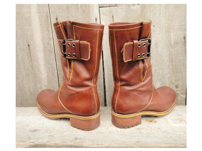 Botines Biker 4Stitcminirang Free Lance de cuero marrón claro - vista 5
