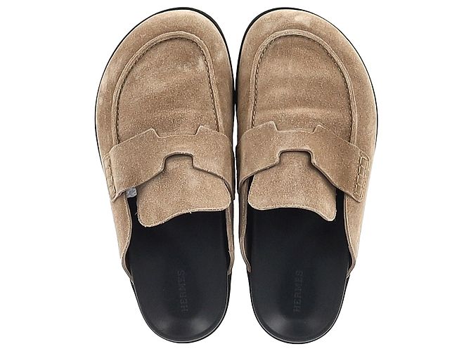 Mules Hermès Go en ante beige - vista 3