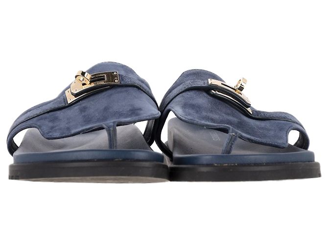 Kelly Sandali Hermès Empire in Pelle Scamosciata Blu - vista 2