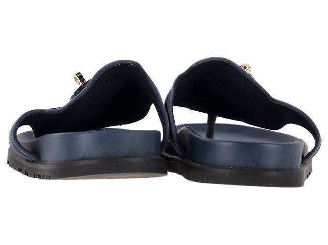 Kelly Sandali Hermès Empire in Pelle Scamosciata Blu - vista 5