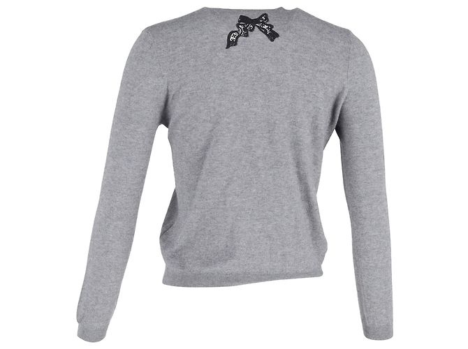 RED Valentino Knopf-Cardigan aus grauer Wolle - Ansicht 3