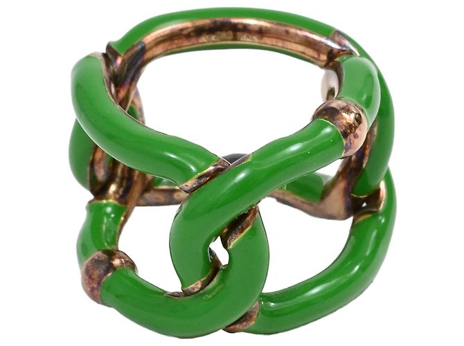 Bottega Veneta Parakeet Emaille-Ring aus grünem Metall - Ansicht 2