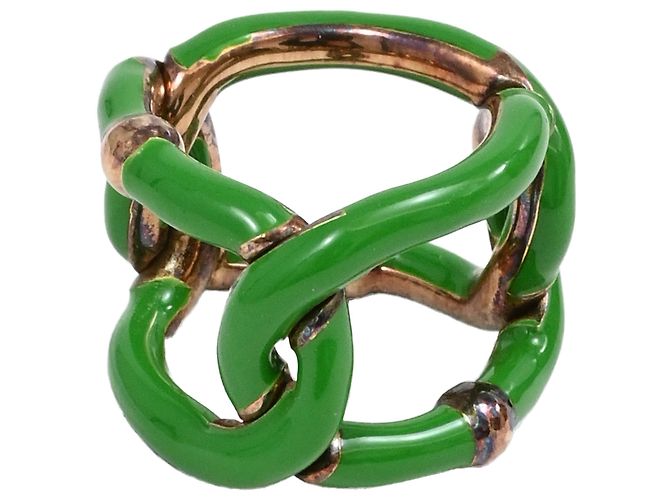 Bottega Veneta Parakeet Emaille-Ring aus grünem Metall - Ansicht 4