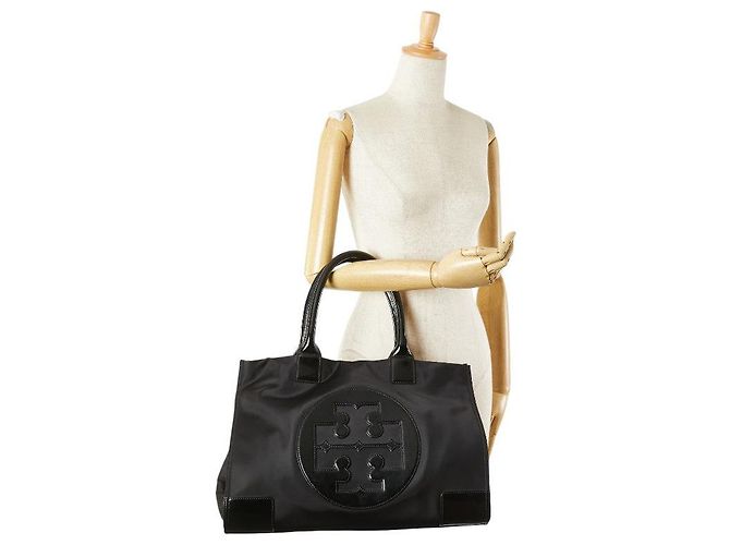 Bolso tote de nylon con logo Tory Burch en cuero patentado - vista 10