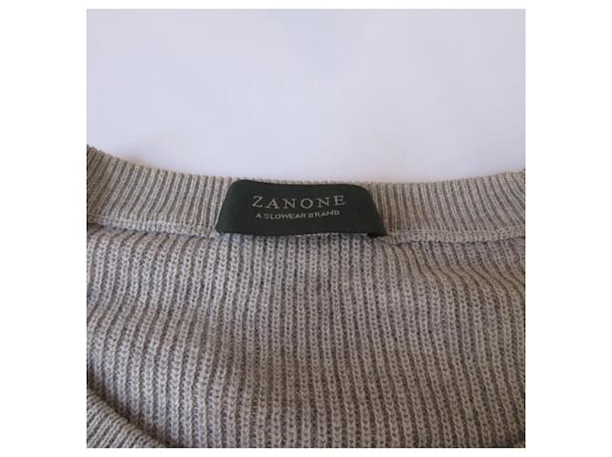 Autre Marque Zanone Wollstrickpullover Braun Weiß Rot Grau - Ansicht 3
