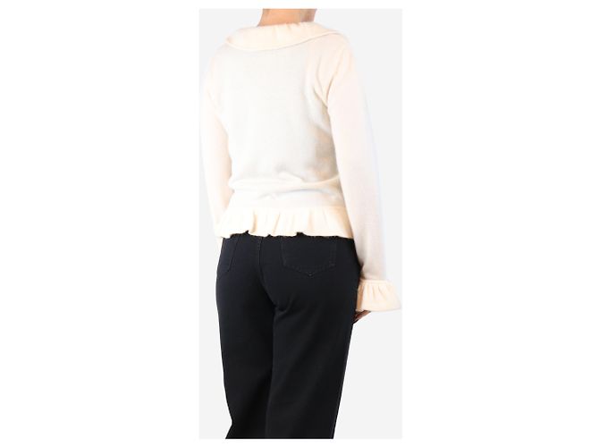 Autre Marque Cremfarbener Cashmere-Cardigan mit Rüschen - Größe M Roh - Ansicht 2