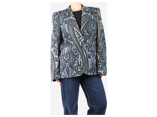 Autre Marque Blaue Cord-Jacke mit Paisley-Muster - Größe UK 12 - Ansicht 4