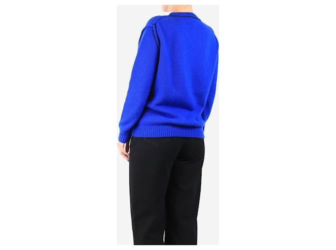 Loro Piana Blauer Pullover mit Kontrastpaspel - Größe UK 12 - Ansicht 2