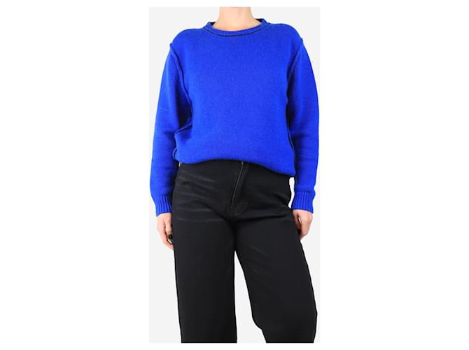 Loro Piana Blauer Pullover mit Kontrastpaspel - Größe UK 12 - Ansicht 3