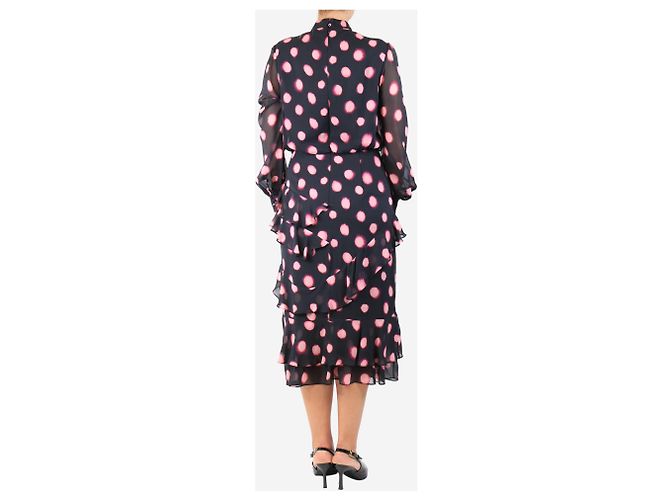 Autre Marque Schwarzes Polka-Dot-Midi-Kleid mit Rüschen im Tie-Dye-Design - Größe UK 12 - Ansicht 2