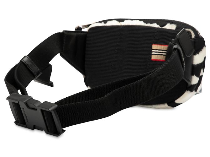 Belt bag in nylon con stampa zebra bianca e logo Burberry Bianco - vista 2