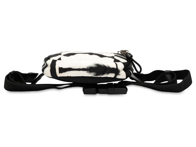 Belt bag in nylon con stampa zebra bianca e logo Burberry Bianco - vista 3