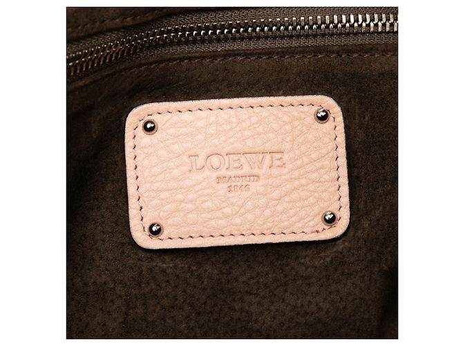 Borsa a Spalla Calle Lock in Pelle di Vitello Marrone LOEWE Carne - vista 5