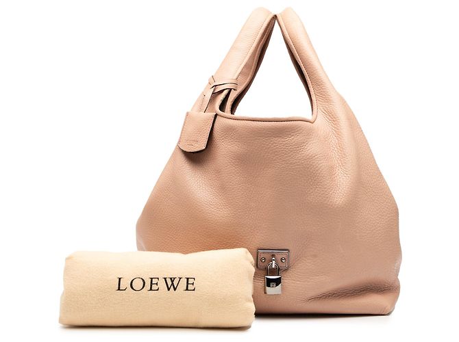 Borsa a Spalla Calle Lock in Pelle di Vitello Marrone LOEWE Carne - vista 8