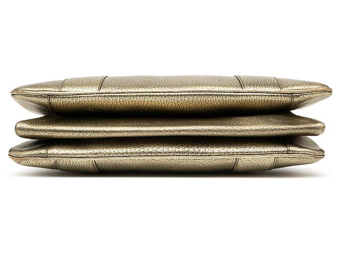 Bamboo Borsa a mano in pelle di vitello metallica dorata Gucci con metallo e bambù D'oro - vista 3