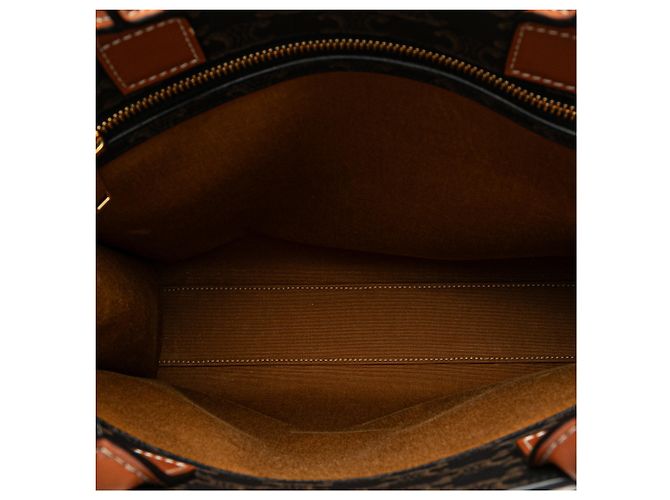Céline Cabas vertical en toile enduite Triomphe petit modèle marron de Celine Marron foncé - vue 4