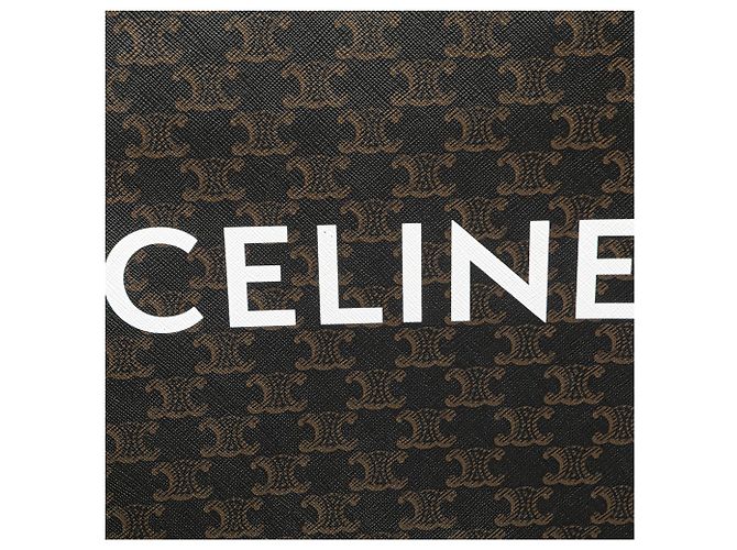 Céline Cabas vertical en toile enduite Triomphe petit modèle marron de Celine Marron foncé - vue 5