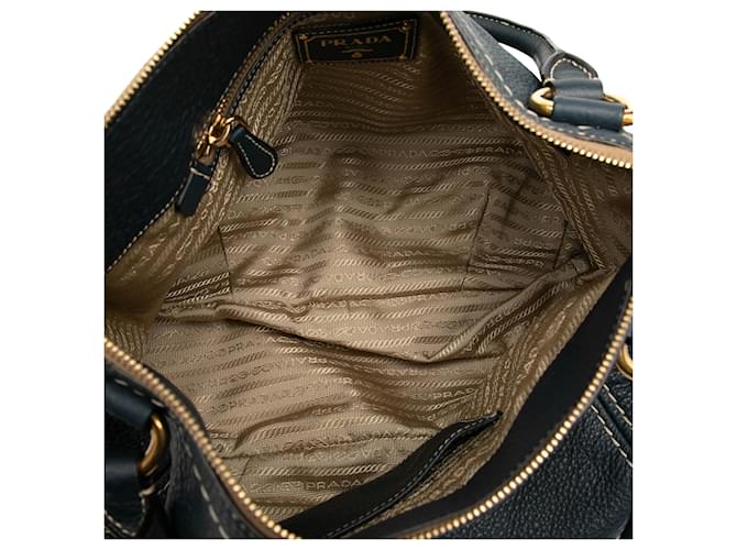 Borsa Prada in vitello daino blu con zip Blu navy - vista 4