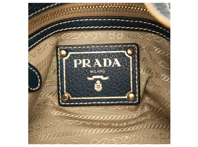 Borsa Prada in vitello daino blu con zip Blu navy - vista 5