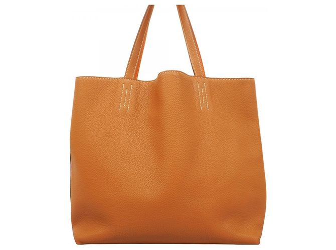 Borsa Tote Hermès Double Sens 45 D'oro Arancione - vista 10