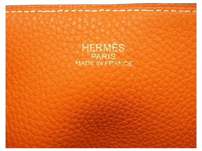 Borsa Tote Hermès Double Sens 45 D'oro Arancione - vista 5