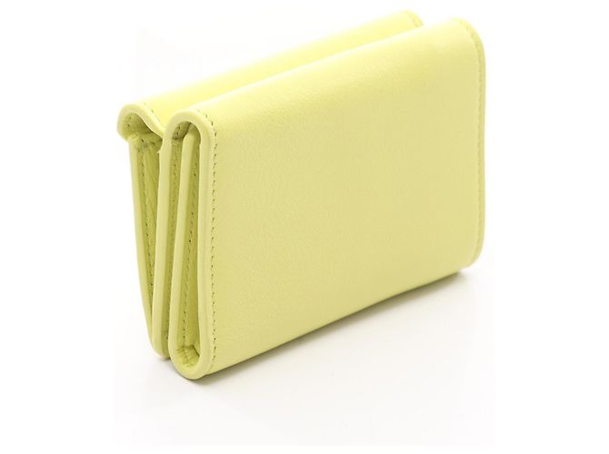 Everyday Cartera Mini Tri-Fold de Cuero Amarillo Balenciaga - vista 2