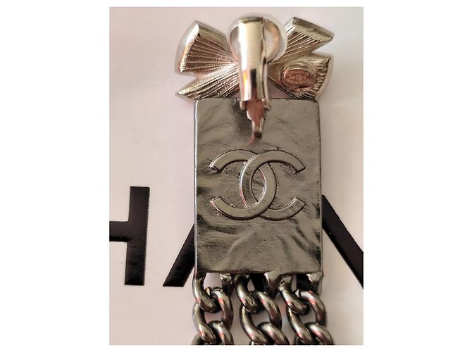 Orecchini pendenti Chanel acciaio argento Silver hardware - vista 4