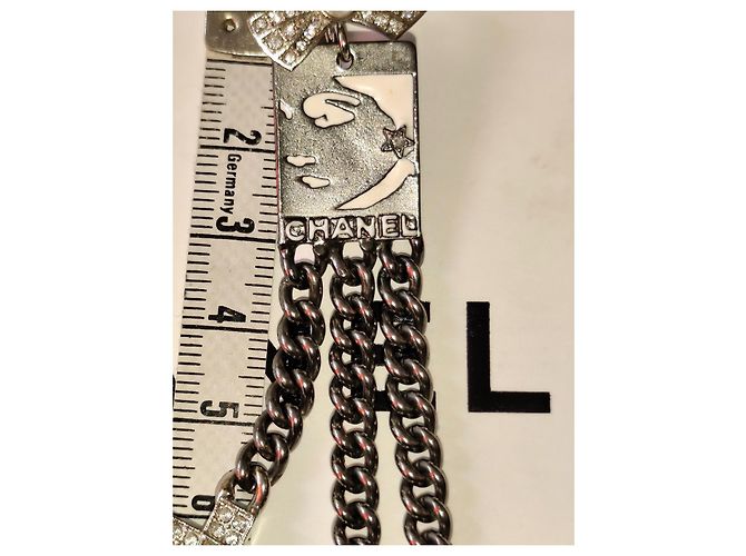 Orecchini pendenti Chanel acciaio argento Silver hardware - vista 7