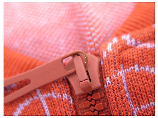Hermès NEUES HERMES H RUNDKLEID 38 M MIT MICRO REISSVERSCHLUSS AUS ORANGE JACQUARD-JERSEY - Ansicht 13