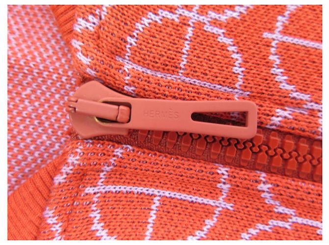 Hermès NEUES HERMES H RUNDKLEID 38 M MIT MICRO REISSVERSCHLUSS AUS ORANGE JACQUARD-JERSEY - Ansicht 6