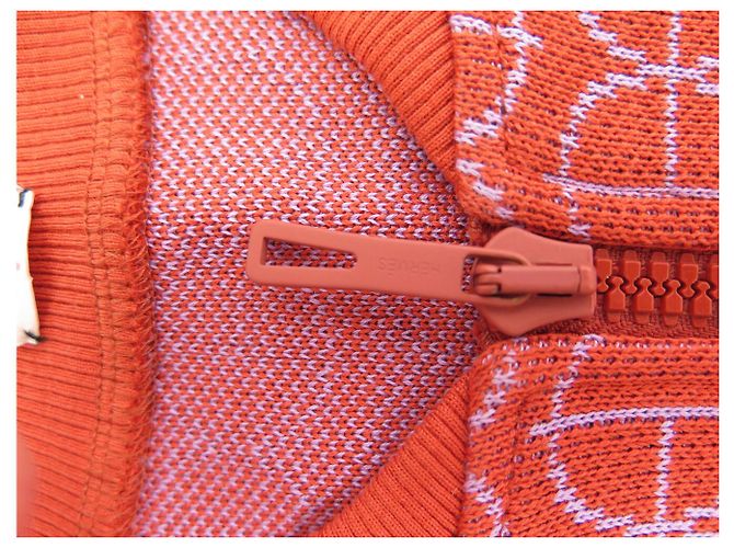 Hermès NEUES HERMES H RUNDKLEID 38 M MIT MICRO REISSVERSCHLUSS AUS ORANGE JACQUARD-JERSEY - Ansicht 7