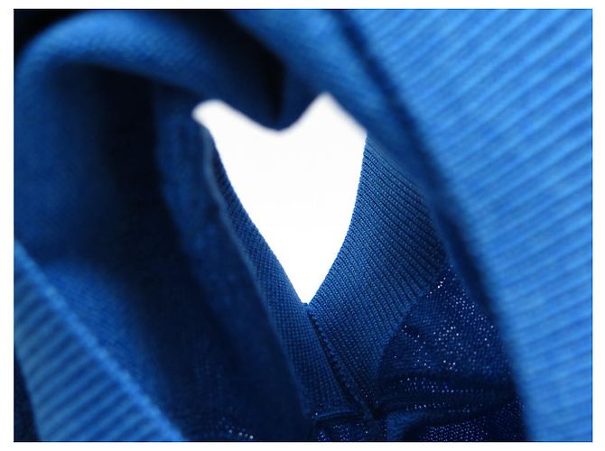 Hermès NEUES HERMES T-SHIRT MIT KURZEN ÄRMELN GRÖSSE 36 S AUS SEIDE & BAUMWOLLE IN ACAPULCO BLAU Marineblau - Ansicht 10
